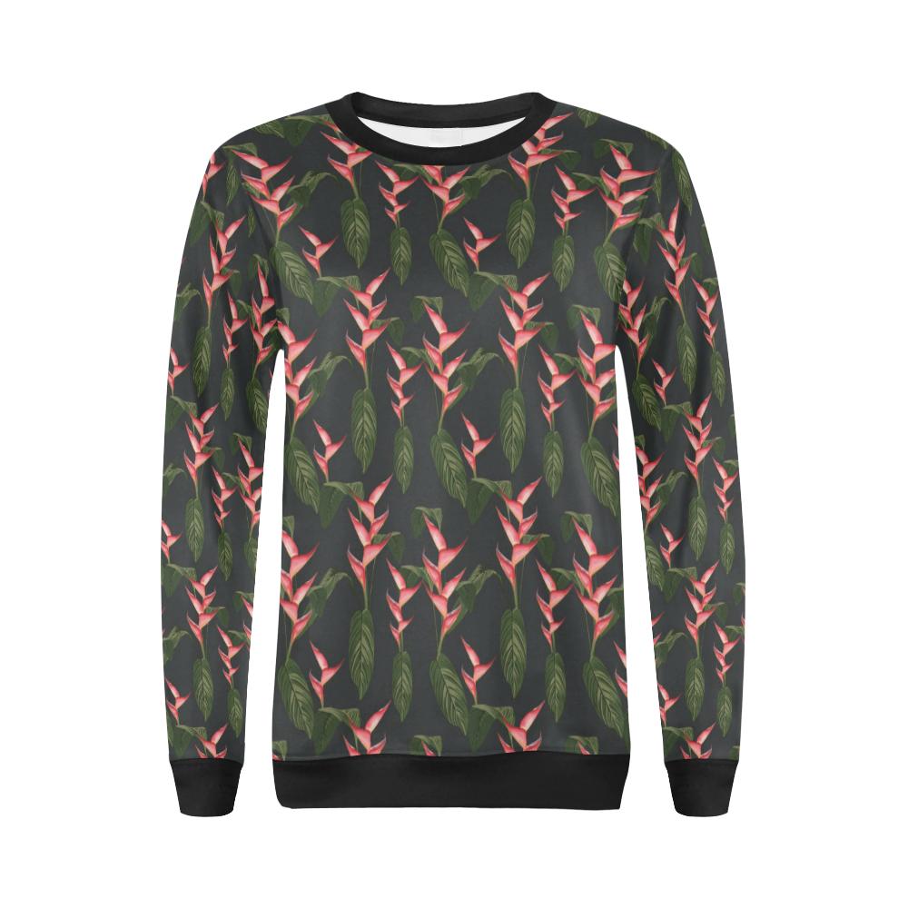 Heliconia Pattern Print Design HL07 Women Long Sleeve Sweatshirt-JorJune