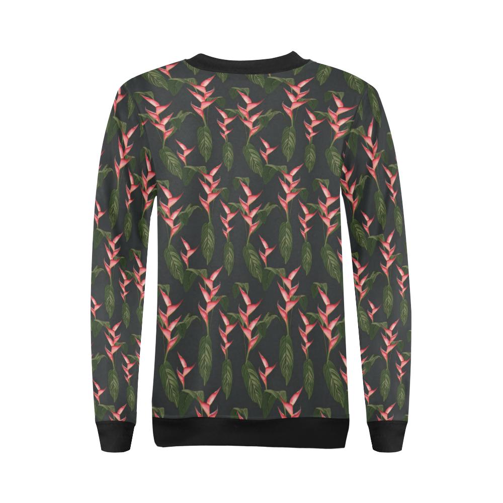 Heliconia Pattern Print Design HL07 Women Long Sleeve Sweatshirt-JorJune