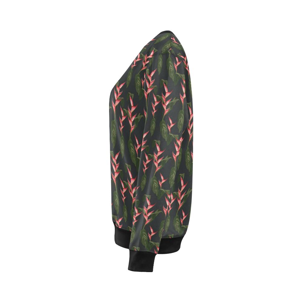 Heliconia Pattern Print Design HL07 Women Long Sleeve Sweatshirt-JorJune