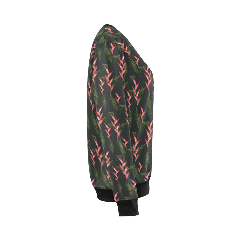 Heliconia Pattern Print Design HL07 Women Long Sleeve Sweatshirt-JorJune