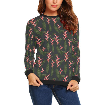 Heliconia Pattern Print Design HL07 Women Long Sleeve Sweatshirt-JorJune
