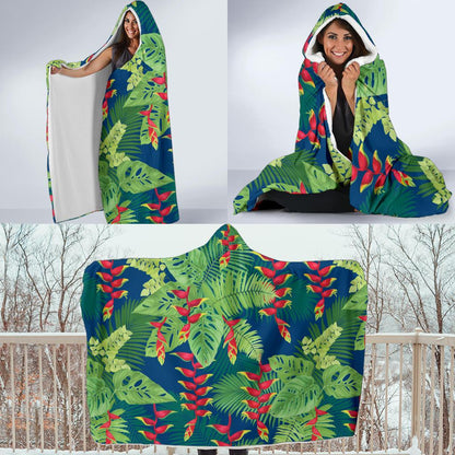 Heliconia Pattern Print Design HL08 Hooded Blanket-JORJUNE.COM