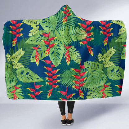 Heliconia Pattern Print Design HL08 Hooded Blanket-JORJUNE.COM