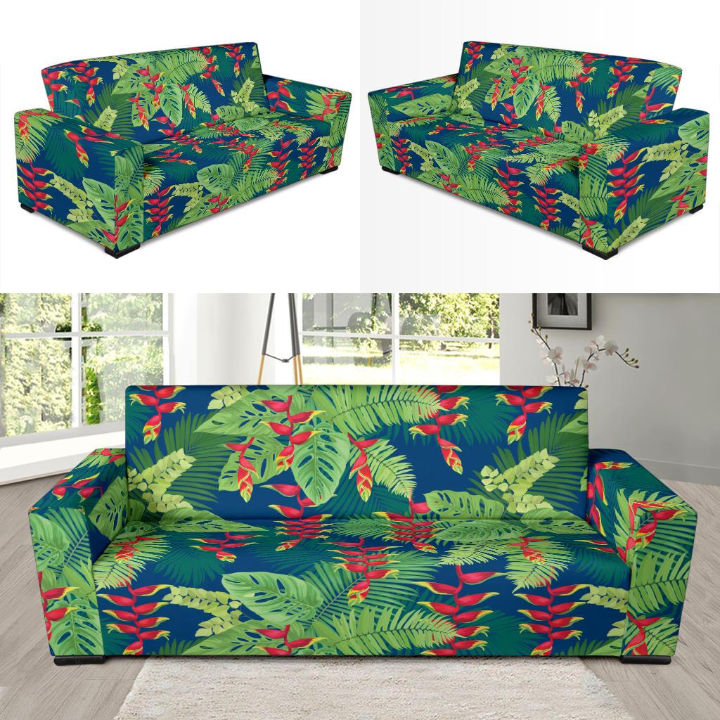 Heliconia Pattern Print Design HL08 Sofa Slipcover-JORJUNE.COM