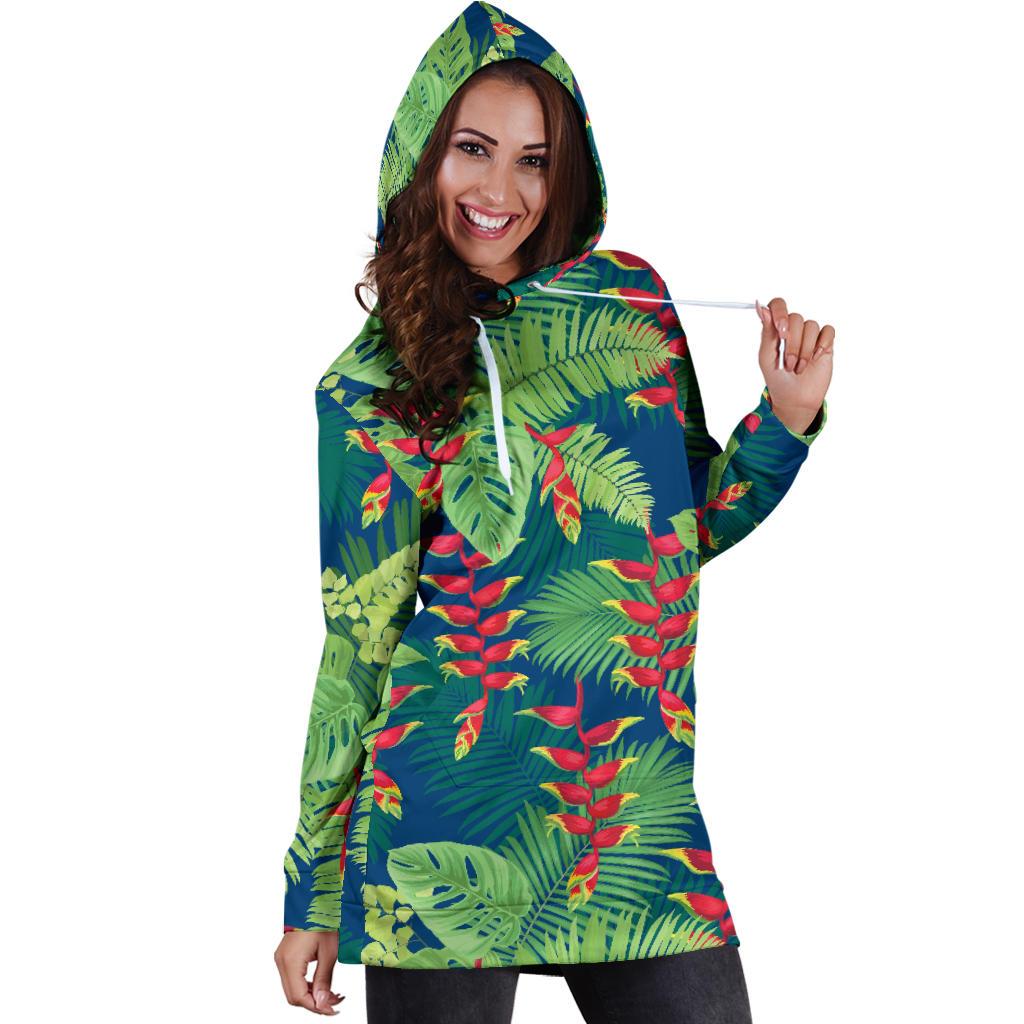 Heliconia Pattern Print Design HL08 Women Hoodie Dress