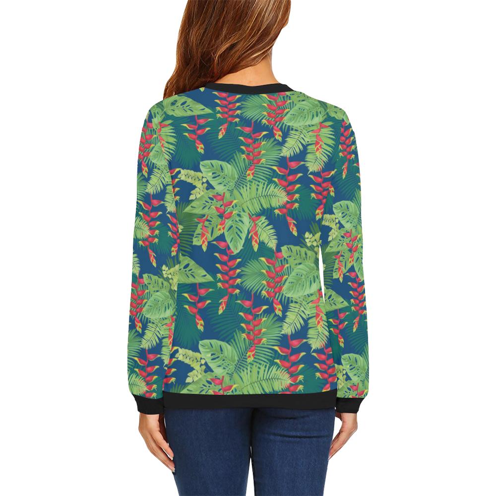 Heliconia Pattern Print Design HL08 Women Long Sleeve Sweatshirt-JorJune