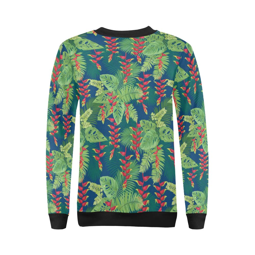 Heliconia Pattern Print Design HL08 Women Long Sleeve Sweatshirt-JorJune
