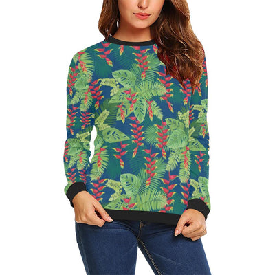 Heliconia Pattern Print Design HL08 Women Long Sleeve Sweatshirt-JorJune