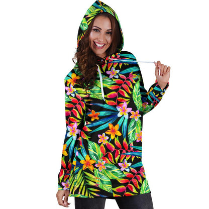 Heliconia Pattern Print Design HL09 Women Hoodie Dress