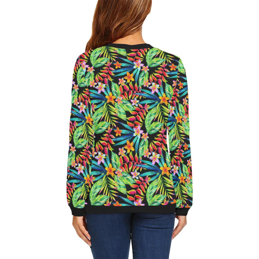 Heliconia Pattern Print Design HL09 Women Long Sleeve Sweatshirt-JorJune