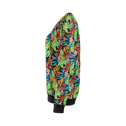Heliconia Pattern Print Design HL09 Women Long Sleeve Sweatshirt-JorJune