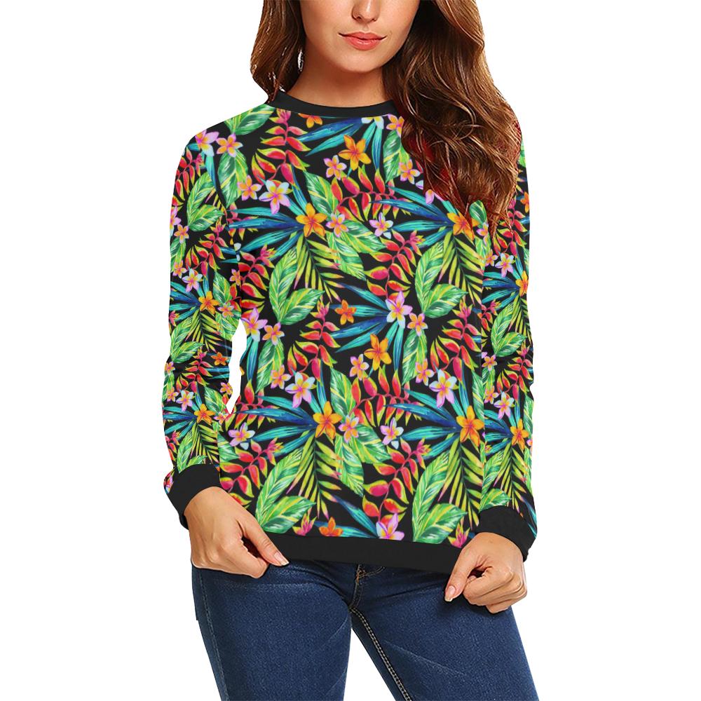 Heliconia Pattern Print Design HL09 Women Long Sleeve Sweatshirt-JorJune