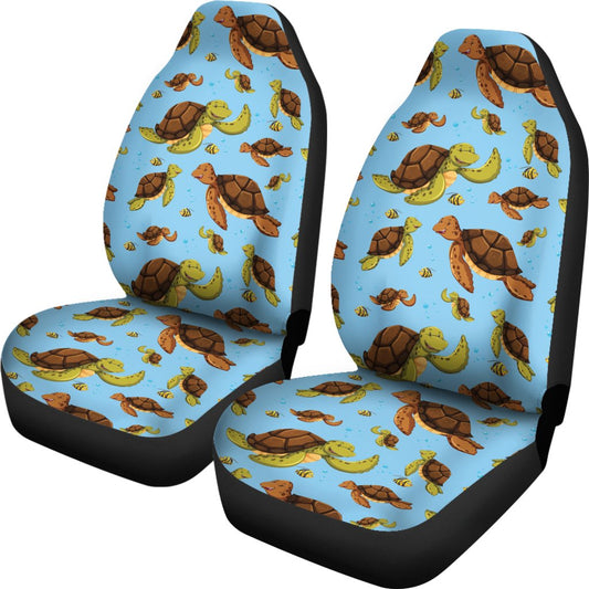 Hello Sea Turtle Print Pattern Universal Fit Car Seat Covers