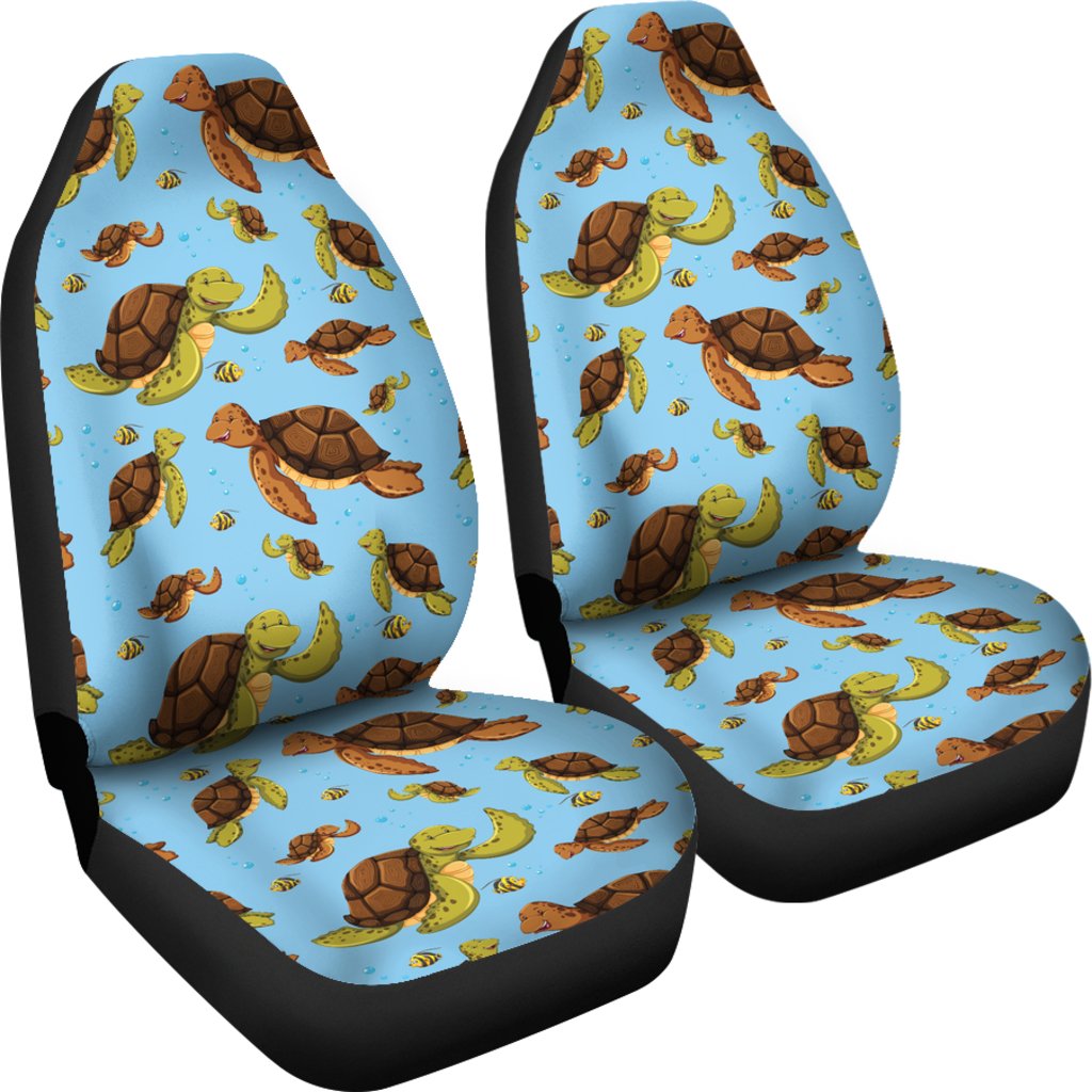 Hello Sea Turtle Print Pattern Universal Fit Car Seat Covers