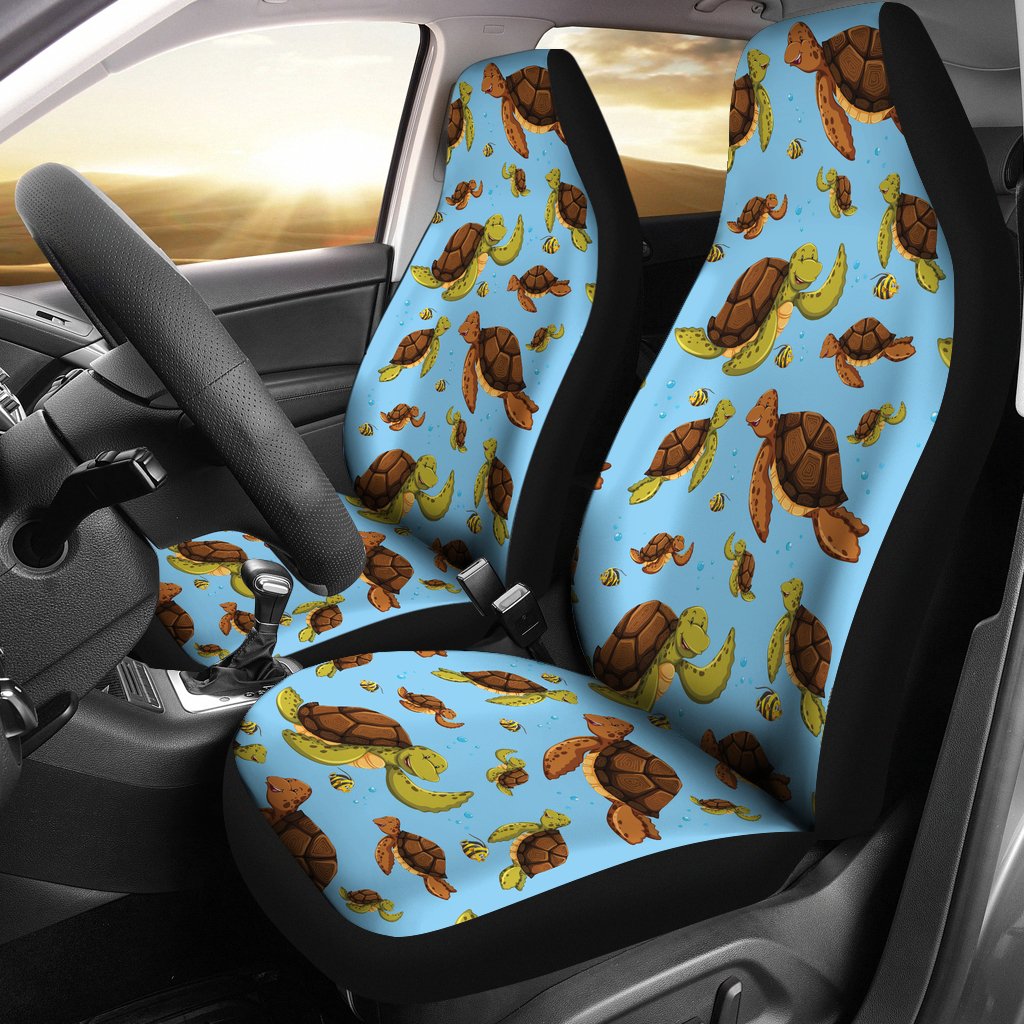Hello Sea Turtle Print Pattern Universal Fit Car Seat Covers