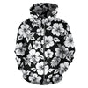 Hibiscus Black Hawaiian Flower Style All Over Zip Up Hoodie