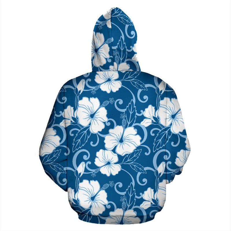 Hibiscus Blue Flower Hawaiian Print All Over Zip Up Hoodie
