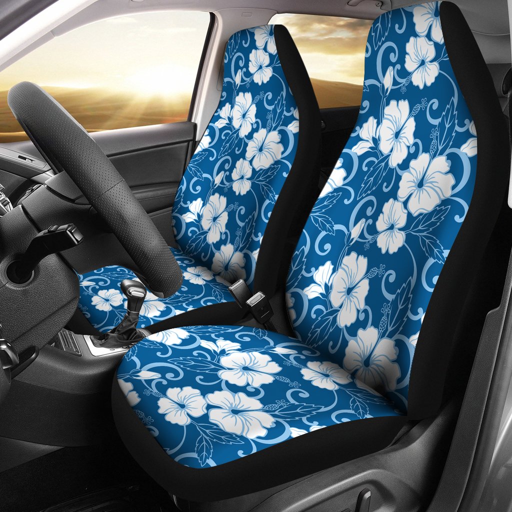 Hibiscus Blue Flower Hawaiian Print Universal Fit Car Seat Covers