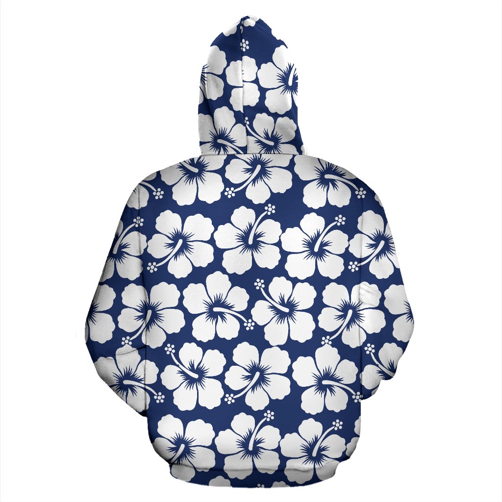 Hibiscus Blue Hawaiian Flower Pattern All Over Zip Up Hoodie