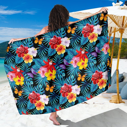 Hibiscus Butterfly Hawaiian Flower Beach Sarong Pareo Wrap