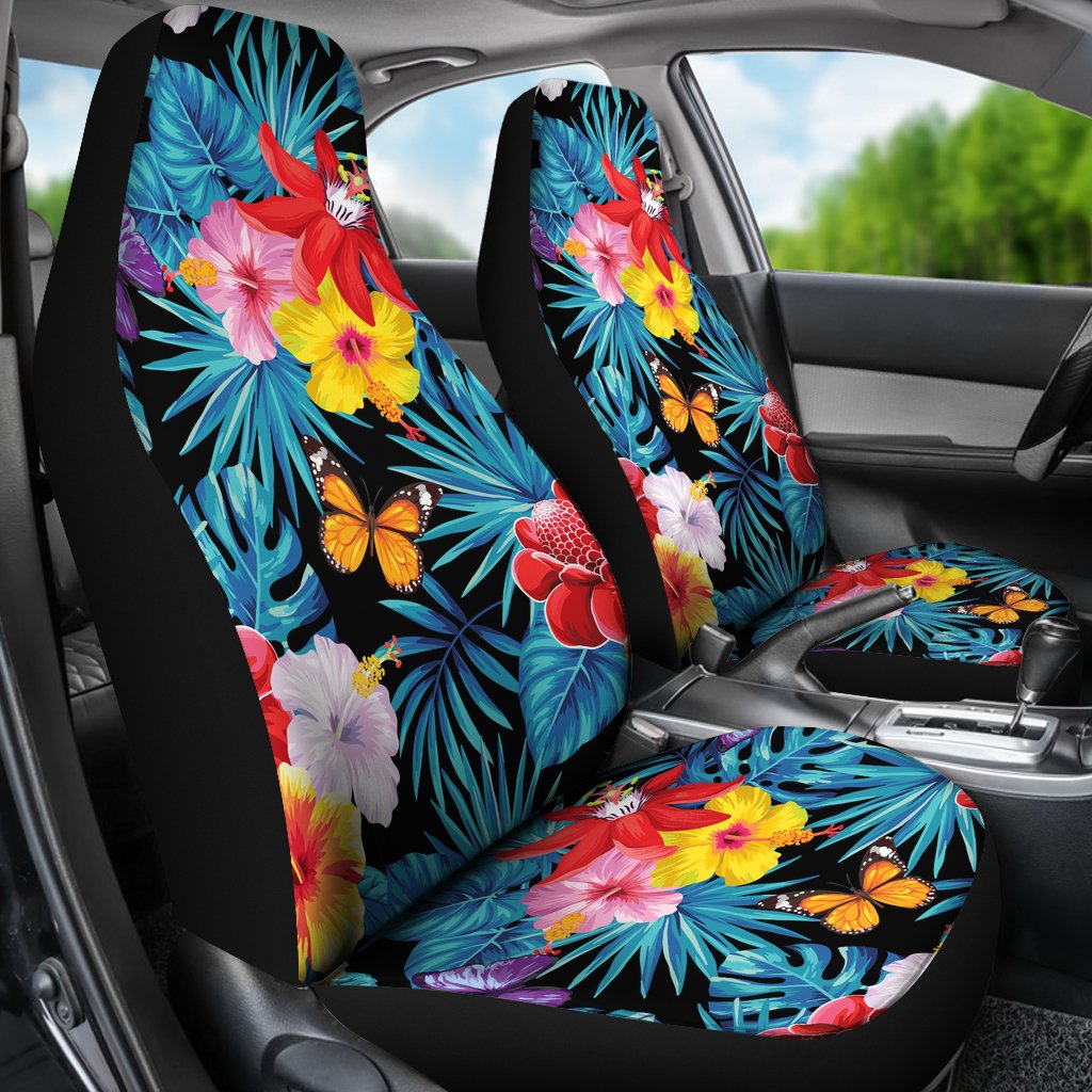 Hibiscus Butterfly Hawaiian Flower Universal Fit Car Seat Covers