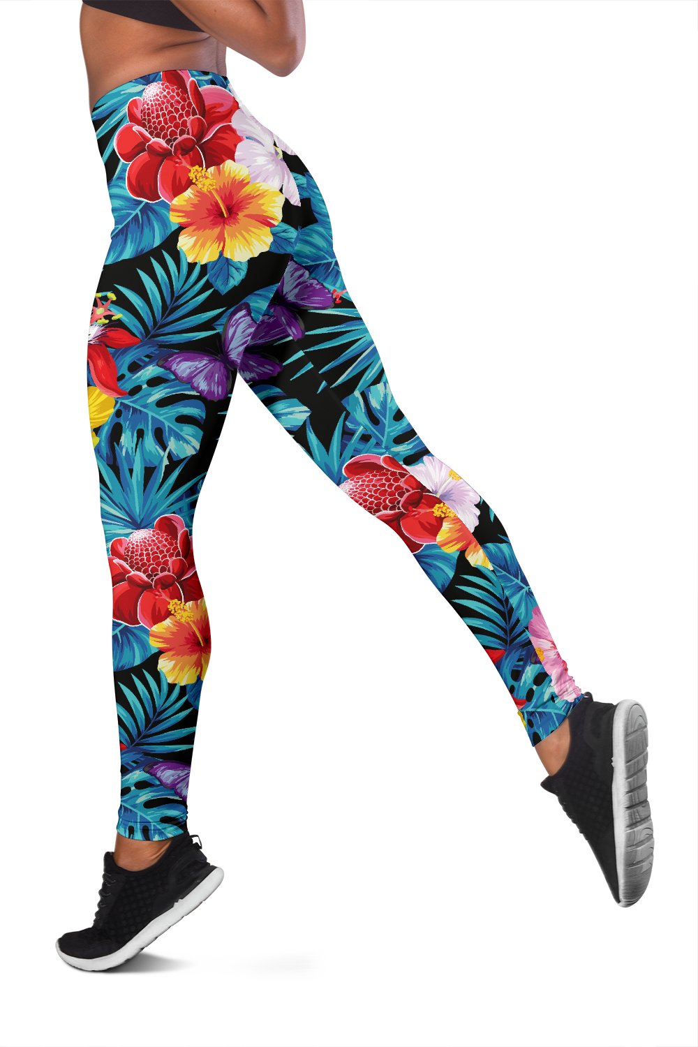 Hibiscus Butterfly Hawaiian Flower Women Leggings