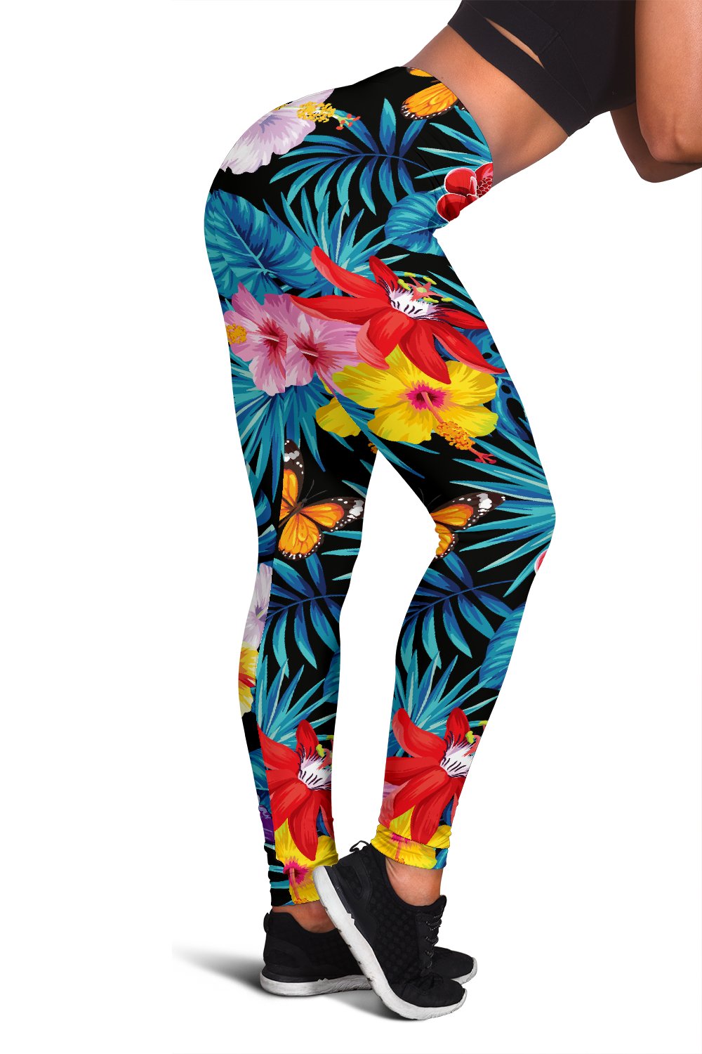 Hibiscus Butterfly Hawaiian Flower Women Leggings