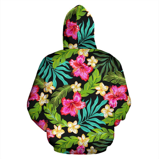 Hibiscus Colorful Hawaiian Flower All Over Zip Up Hoodie
