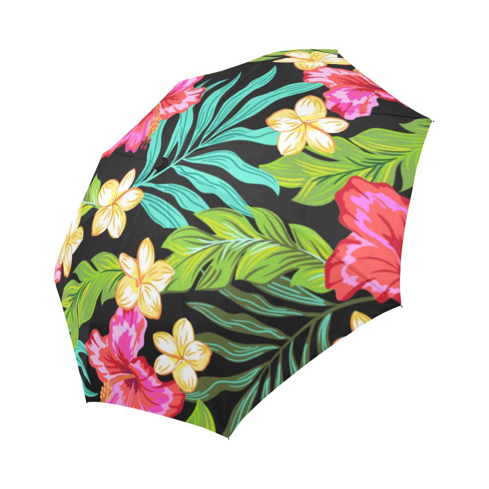 Hibiscus Colorful Hawaiian Flower Automatic Foldable Umbrella