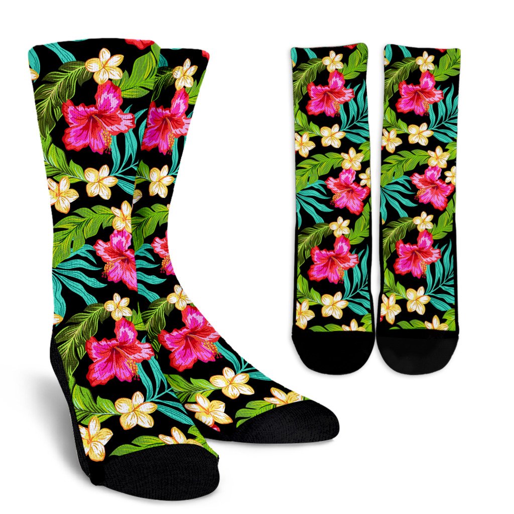 Hibiscus Colorful Hawaiian Flower Crew Socks