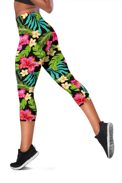 Hibiscus Colorful Hawaiian Flower Women Capris