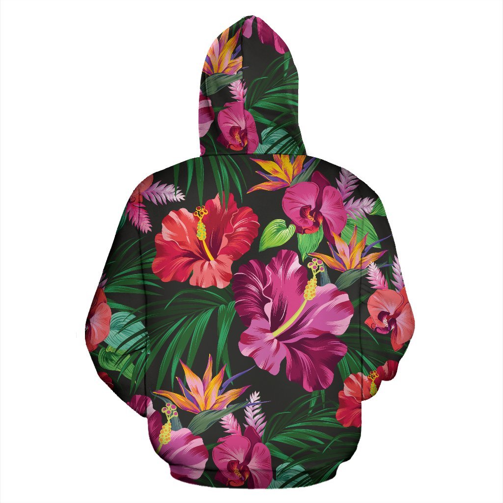 Hibiscus Hawaiian Design Print Pattern Zip Up Hoodie Jorjune