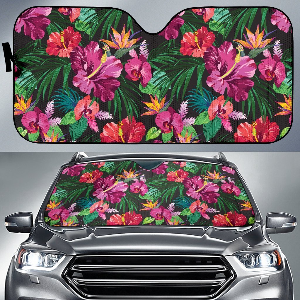 Hibiscus Hawaiian Design Print Pattern Car Sun Shade-JorJune