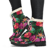 Hawaiian Flower Hibiscus tropical Faux Fur Leather Boots