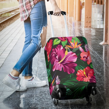Floral Hibiscus Hawaiian tropical flower Luggage Cover Protector