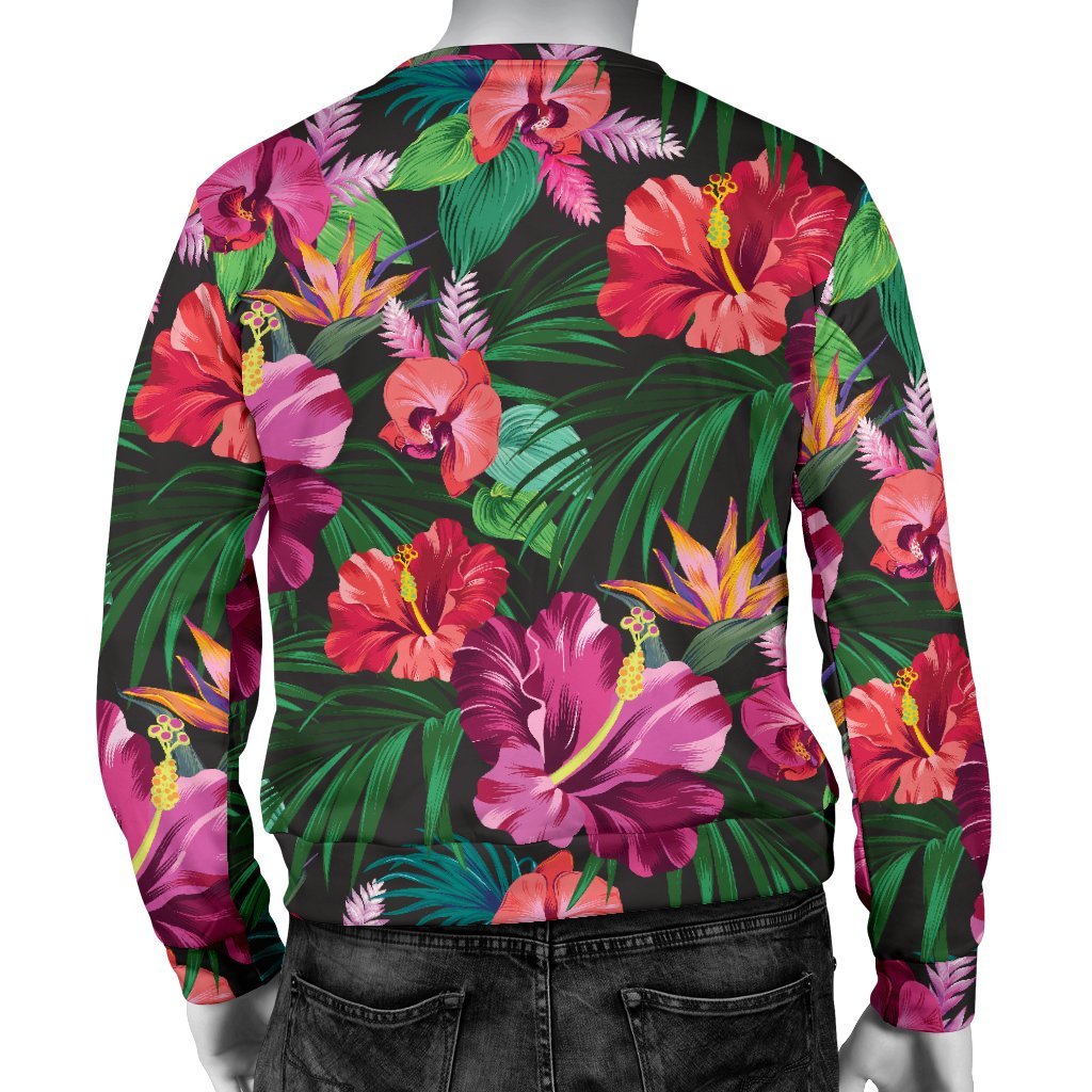 Hawaiian Flower Hibiscus Tropical Men Crewneck Sweatshirt