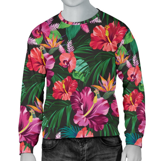 Hawaiian Flower Hibiscus Tropical Men Crewneck Sweatshirt