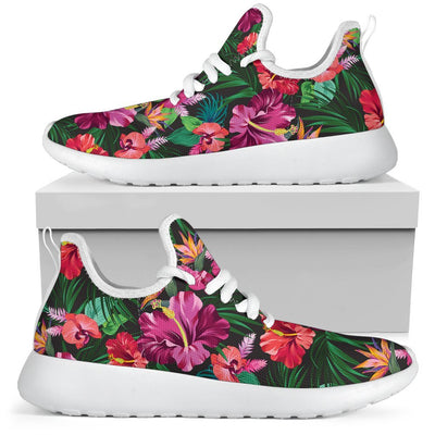 Hawaiian Flower Hibiscus Tropical Mesh Knit Sneakers Shoes