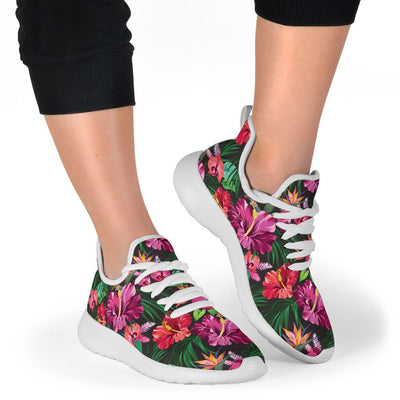 Hawaiian Flower Hibiscus Tropical Mesh Knit Sneakers Shoes