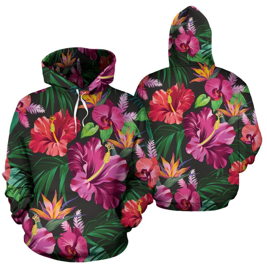 Hibiscus Hawaiian Design Print Pattern Pullover Hoodie JorJune