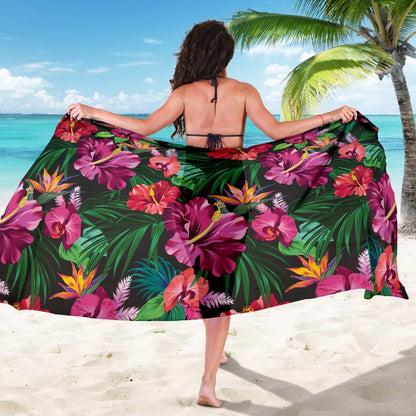 Hawaiian Flower Hibiscus tropical Beach Sarong Pareo Wrap