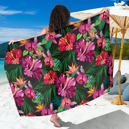Hawaiian Flower Hibiscus tropical Beach Sarong Pareo Wrap