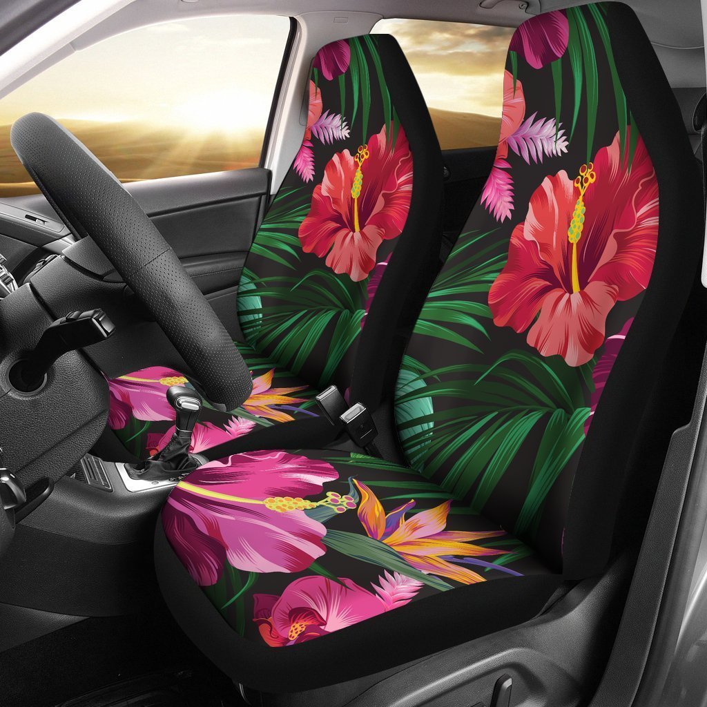 Floral Hibiscus Hawaiian tropical flower Universal Fit Car Seat Covers