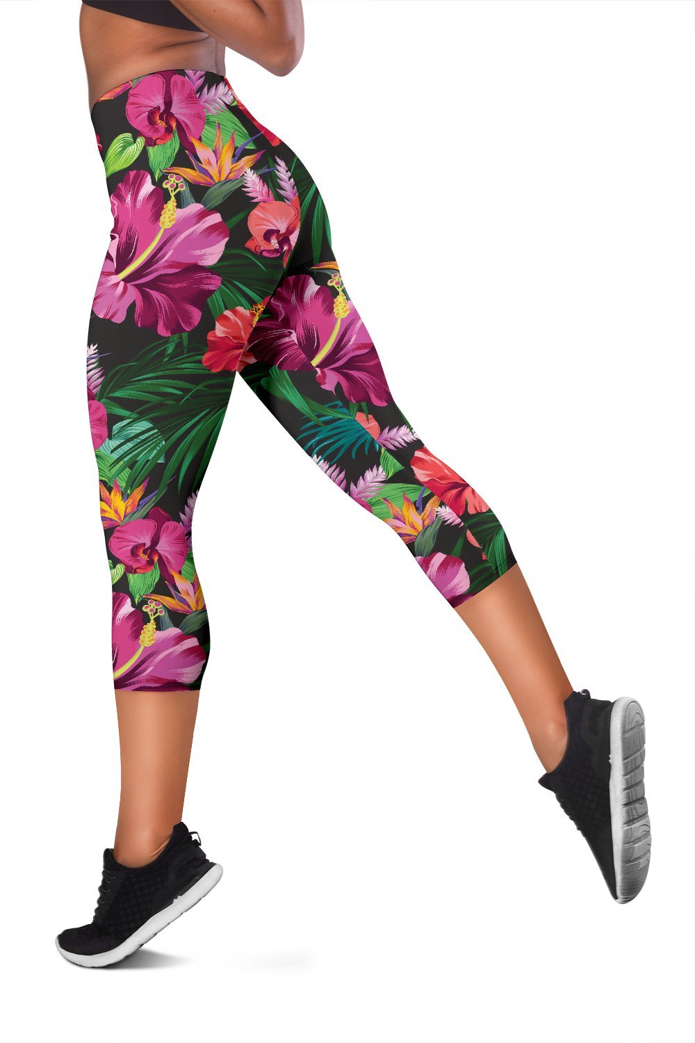 Hawaiian Flower Hibiscus Tropical Women Capris