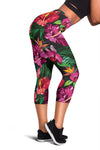 Hawaiian Flower Hibiscus Tropical Women Capris