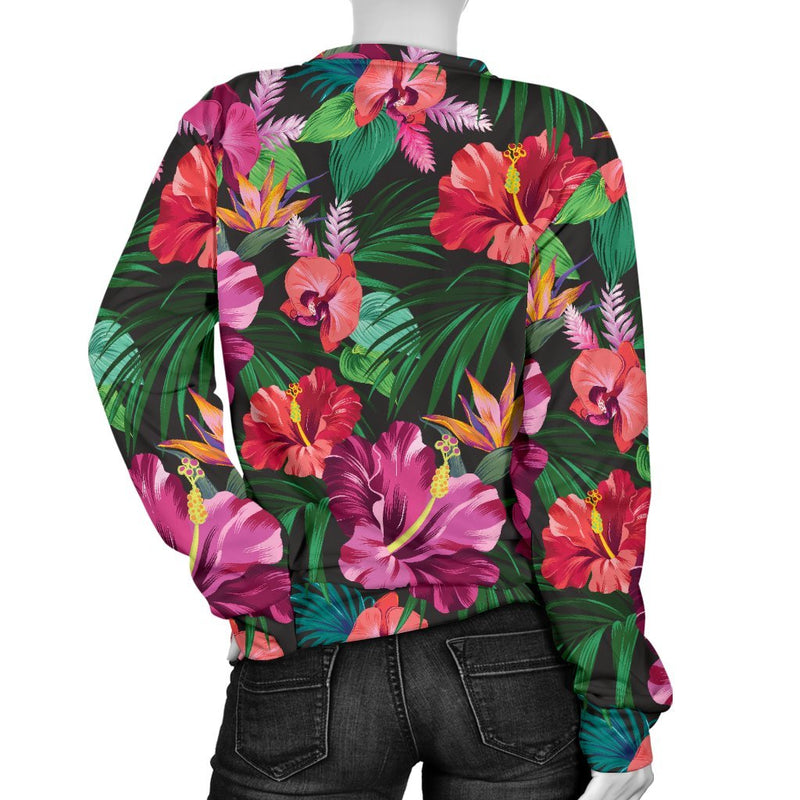 Hawaiian Flower Hibiscus Tropical Women Crewneck Sweatshirt