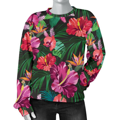 Hawaiian Flower Hibiscus Tropical Women Crewneck Sweatshirt