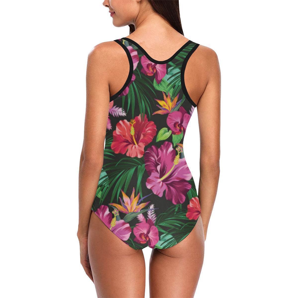 Floral Hibiscus Hawaiian tropical flower Women One Piece Swimsuit