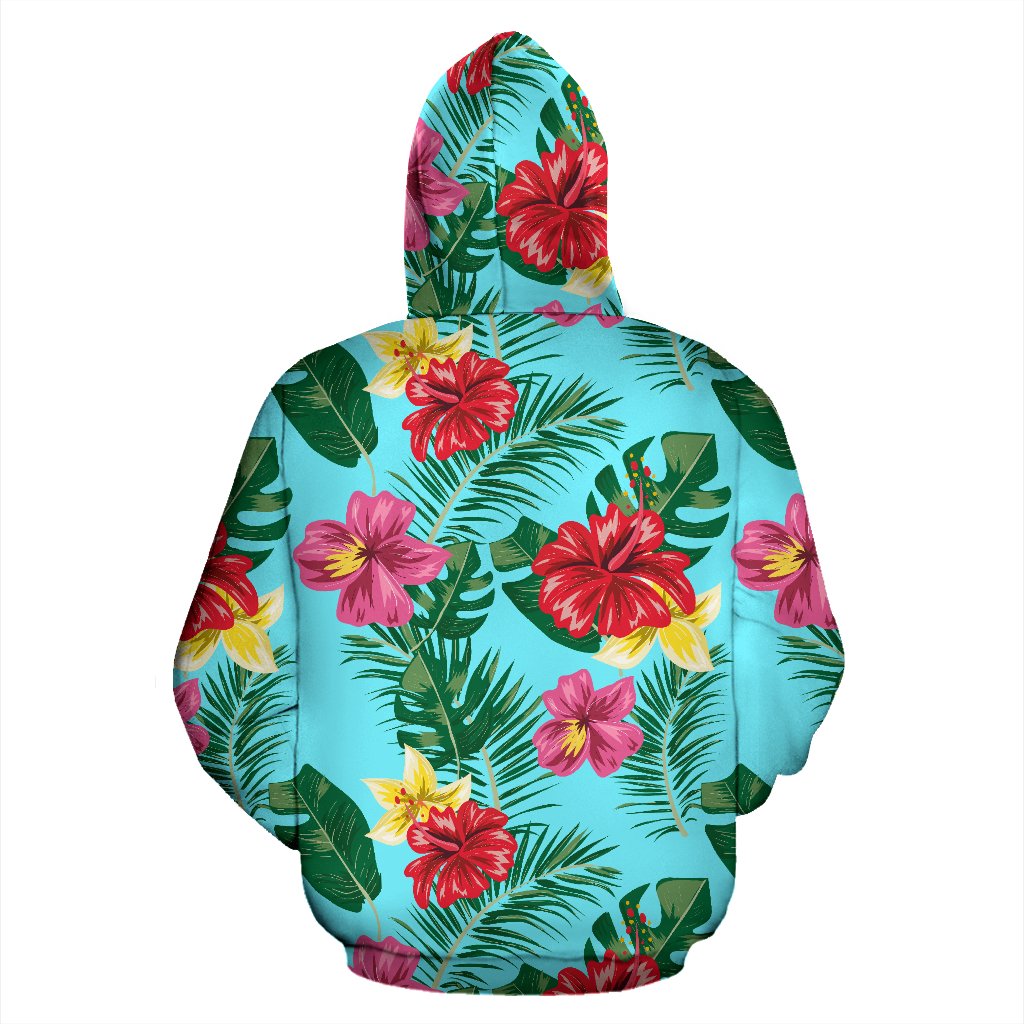 Hibiscus Hawaiian Flower All Over Zip Up Hoodie