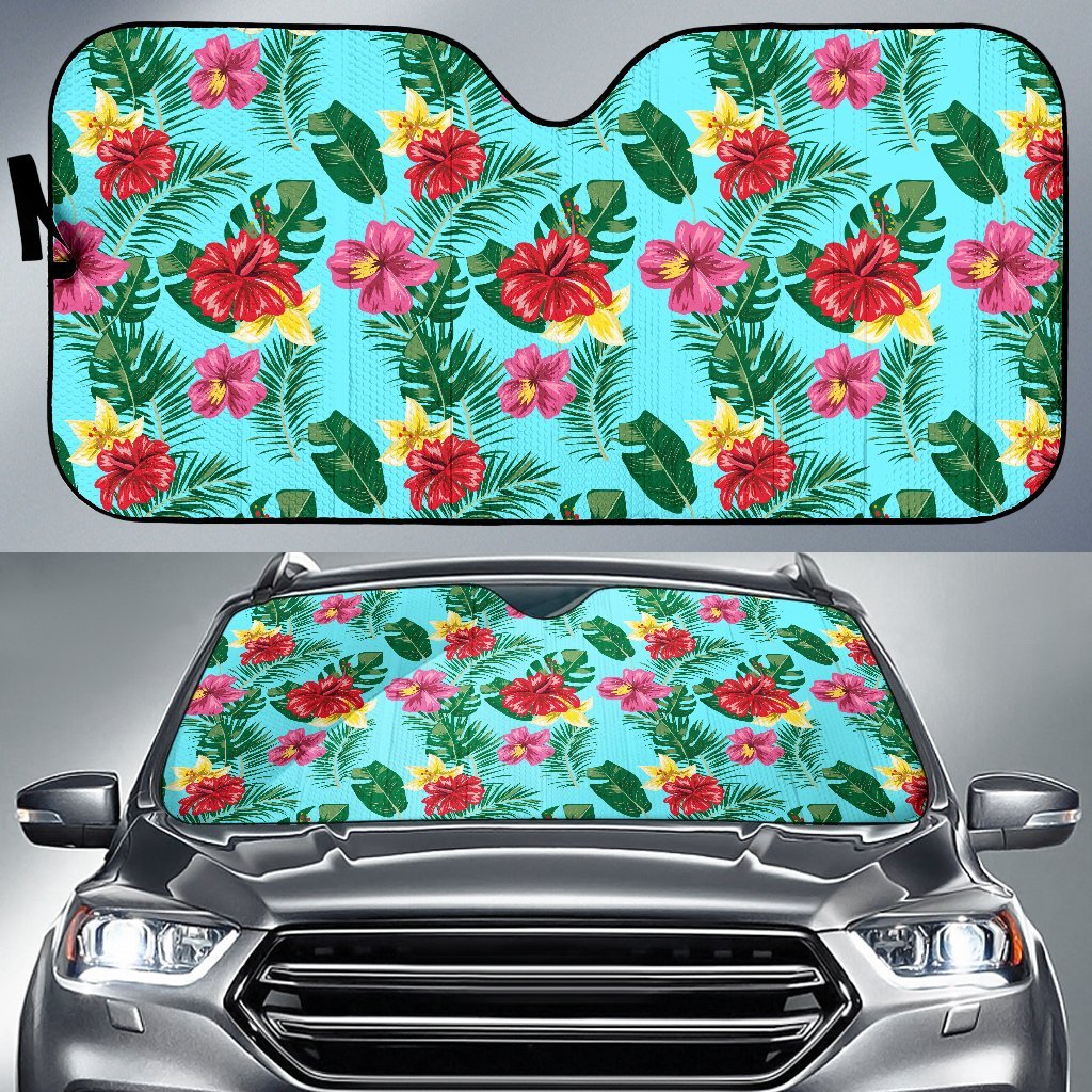 Hibiscus Hawaiian Flower Car Sun Shade-JorJune